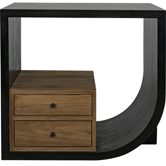 Burton Side Table by Noir in hand rubbed black. Made from mahogany, teak in a modern style.