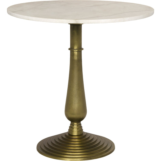 Alida Side Table by Noir in gold. Made from cast iron, quartz in a transitional style.
