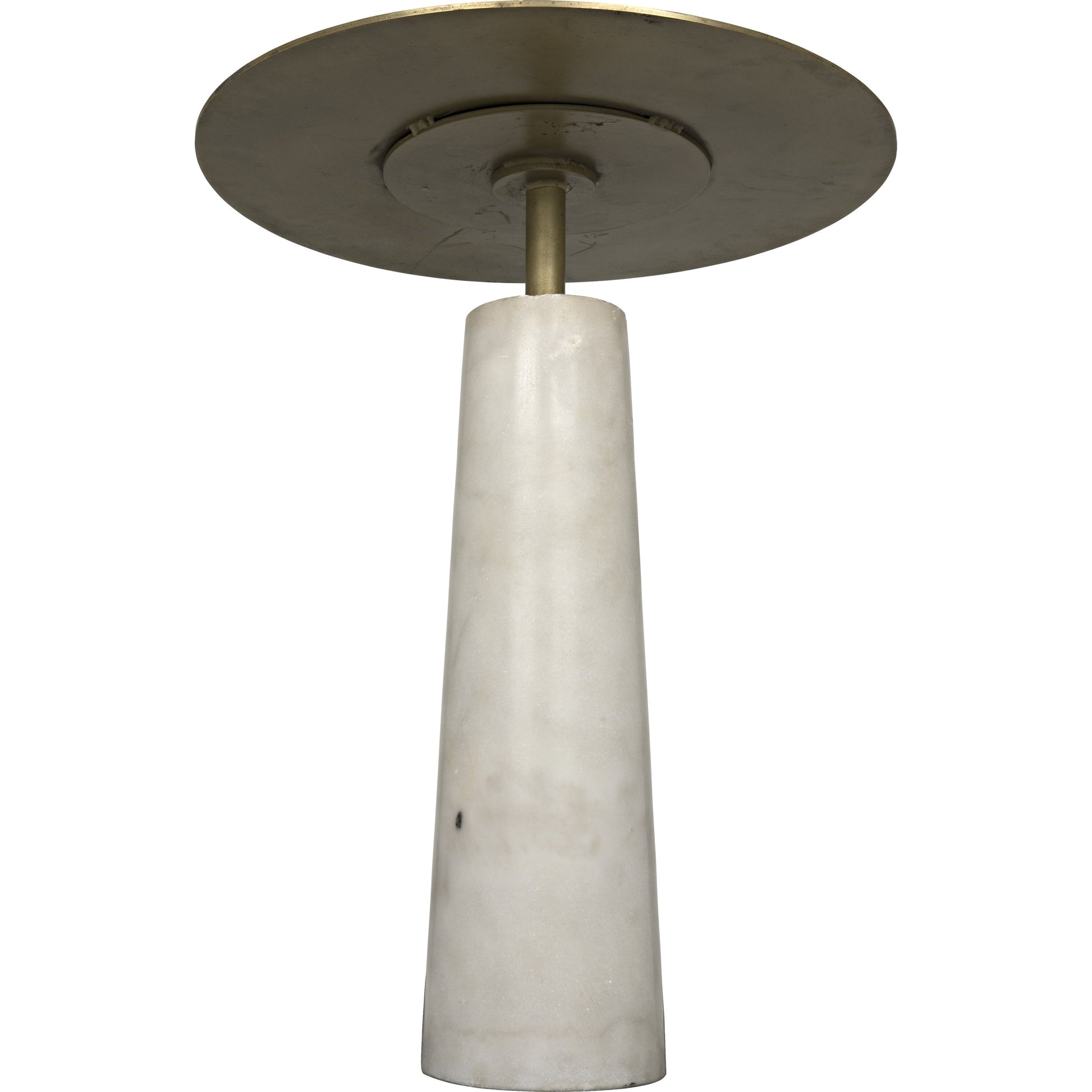 Hotaru Side Table by Noir in antique brass. Made from white marble, metal in a transitional style.