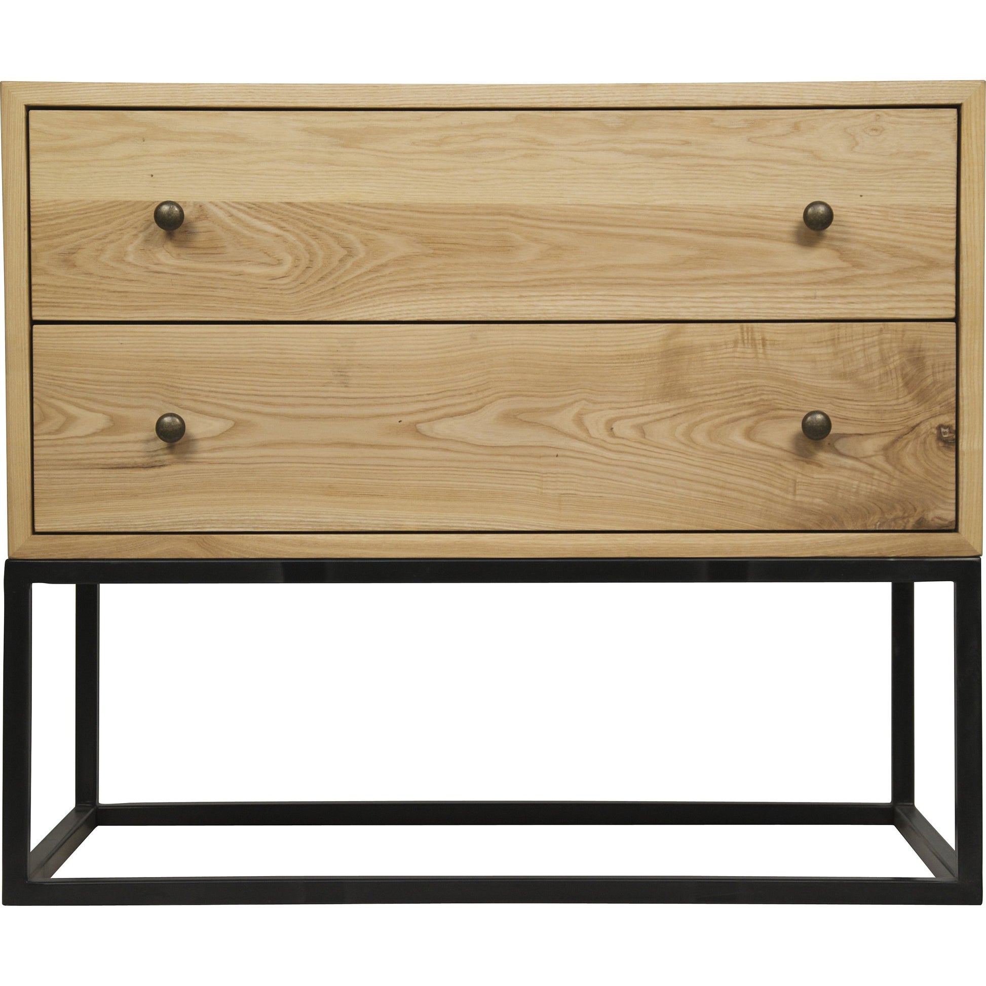Downtown Wood Side Table by Noir in waxed. Made from elm, metal in a modern style.