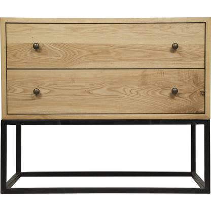 Downtown Wood Side Table by Noir in waxed. Made from elm, metal in a modern style.