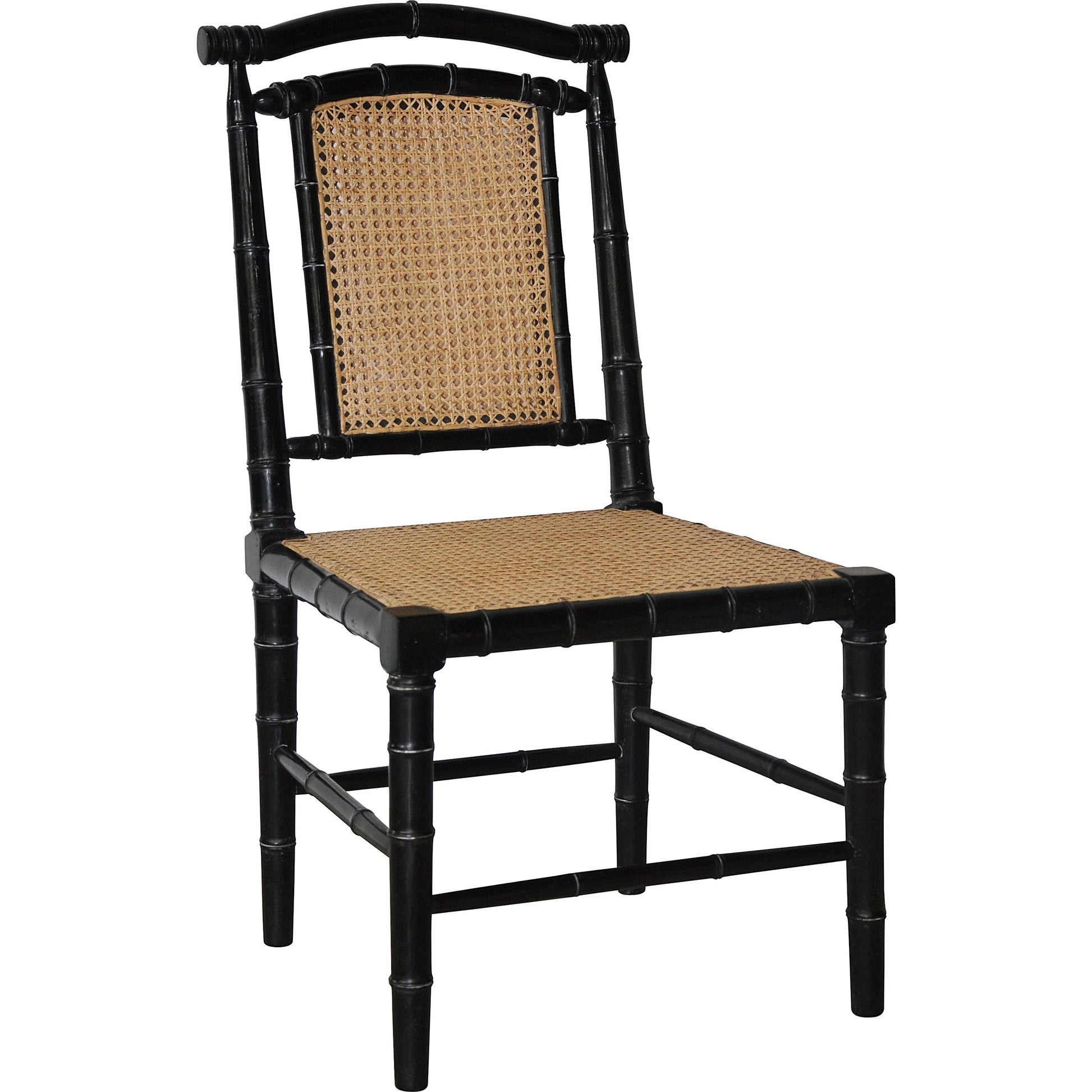 Colonial Bamboo Side Chair by Noir in hand rubbed black. Made from mahogany in a traditional style.
