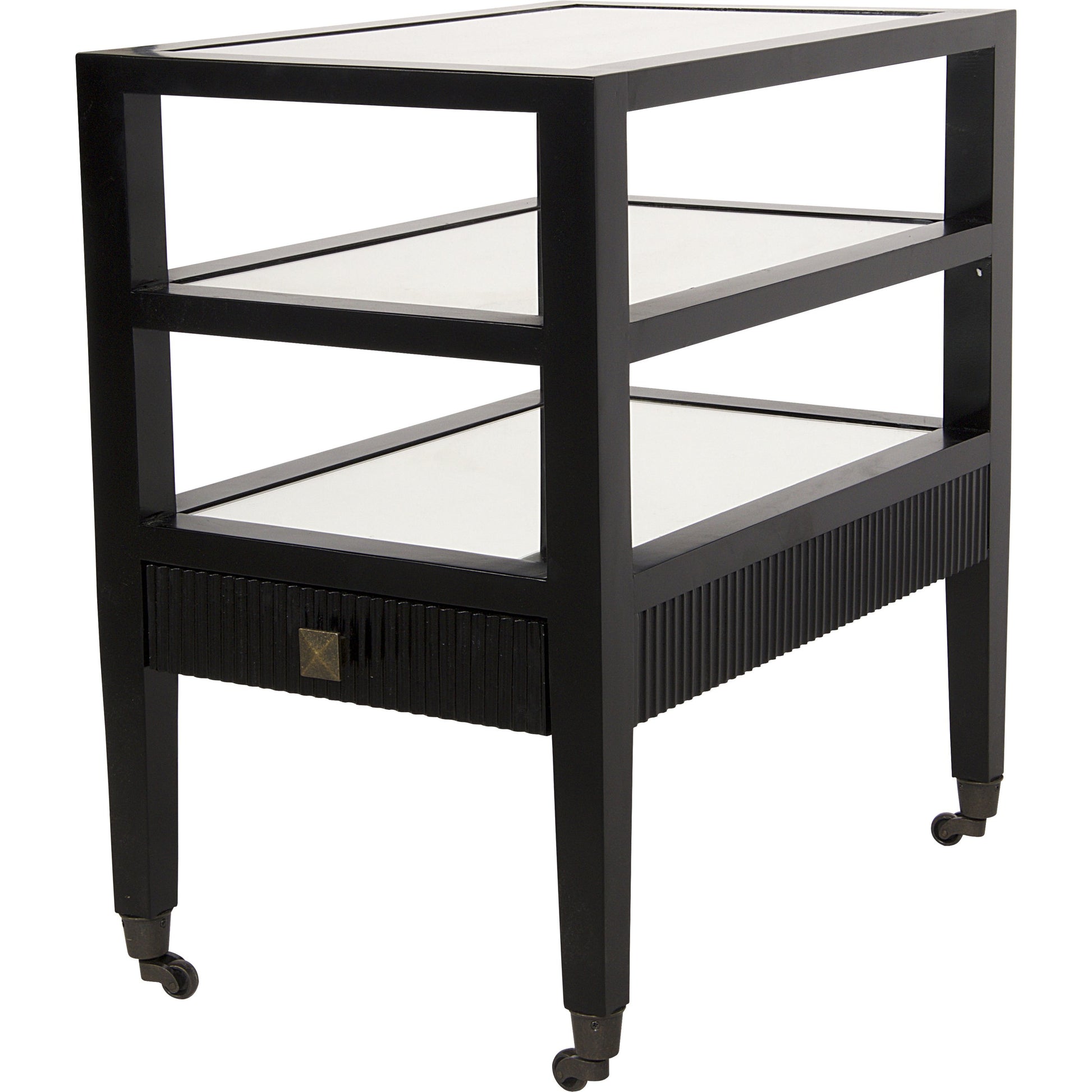 Lesly Side Table by Noir. Made from birch, mirrored top in a transitional style.