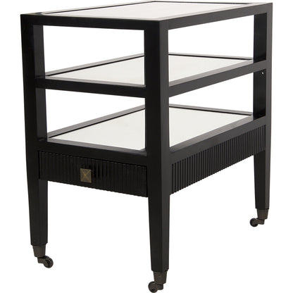 Lesly Side Table by Noir. Made from birch, mirrored top in a transitional style.