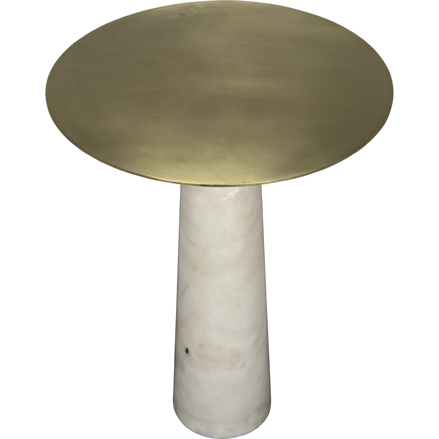 002 S-334891 | Additional Silo | Hotaru Side Table by Noir in antique brass. Made from white marble, metal in a transitional style.