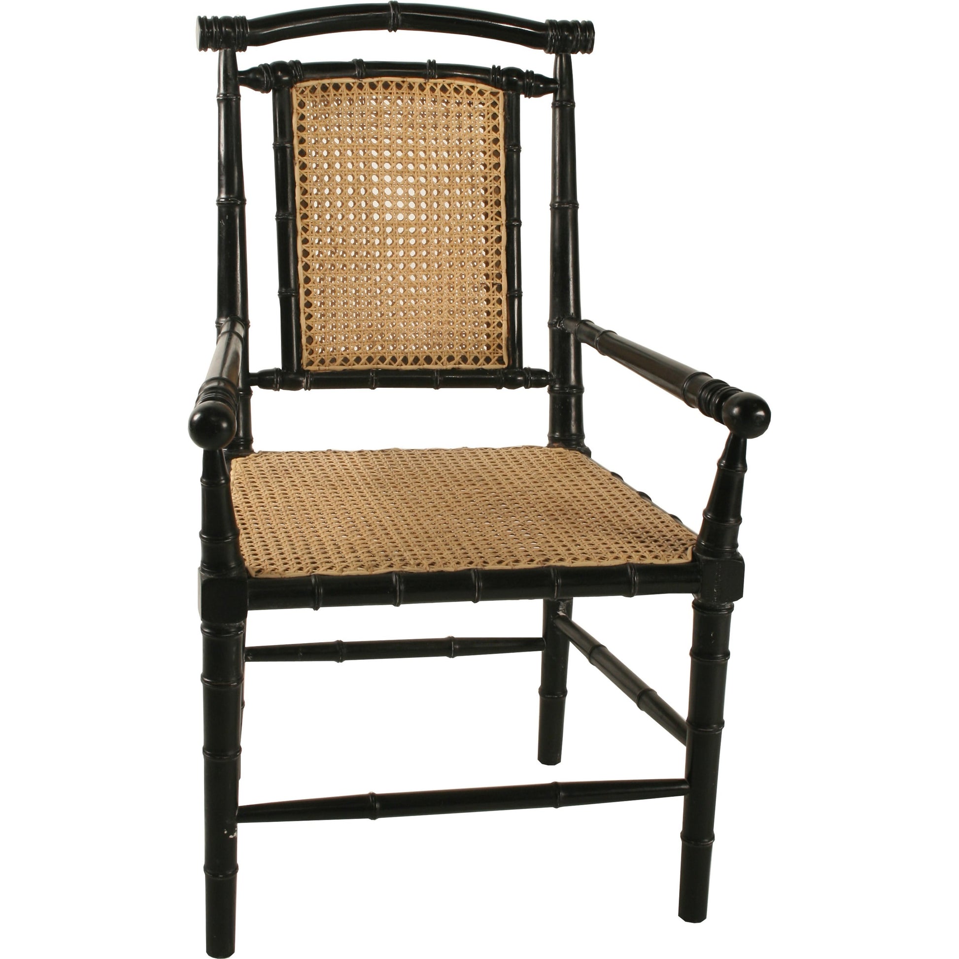 Colonial Bamboo Arm Chair by Noir in hand rubbed black. Made from mahogany in a traditional style.