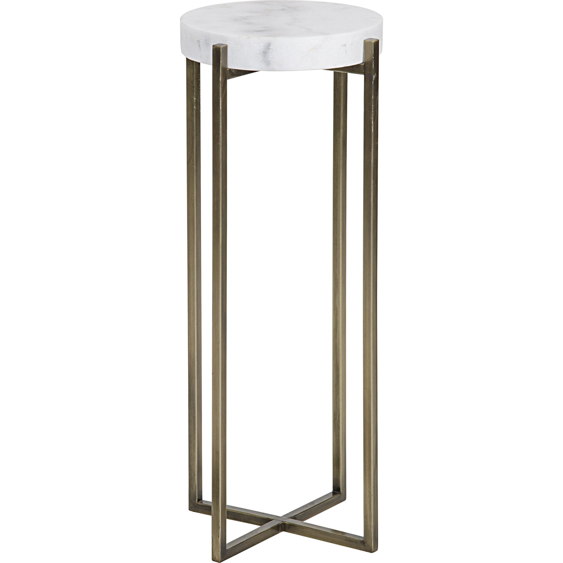 Soho Side Table by Noir in antique brass. Made from metal, quartz in a transitional style.