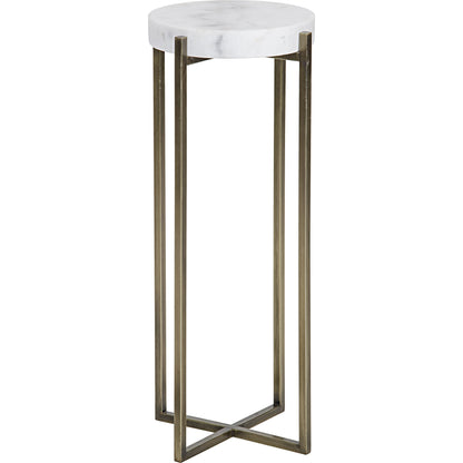 Soho Side Table by Noir in antique brass. Made from metal, quartz in a transitional style.