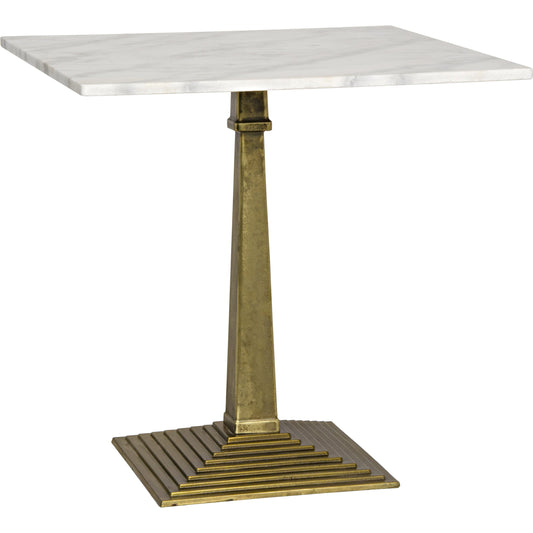 Fadim Side Table by Noir in antique brass. Made from cast iron, quartz in a transitional style.