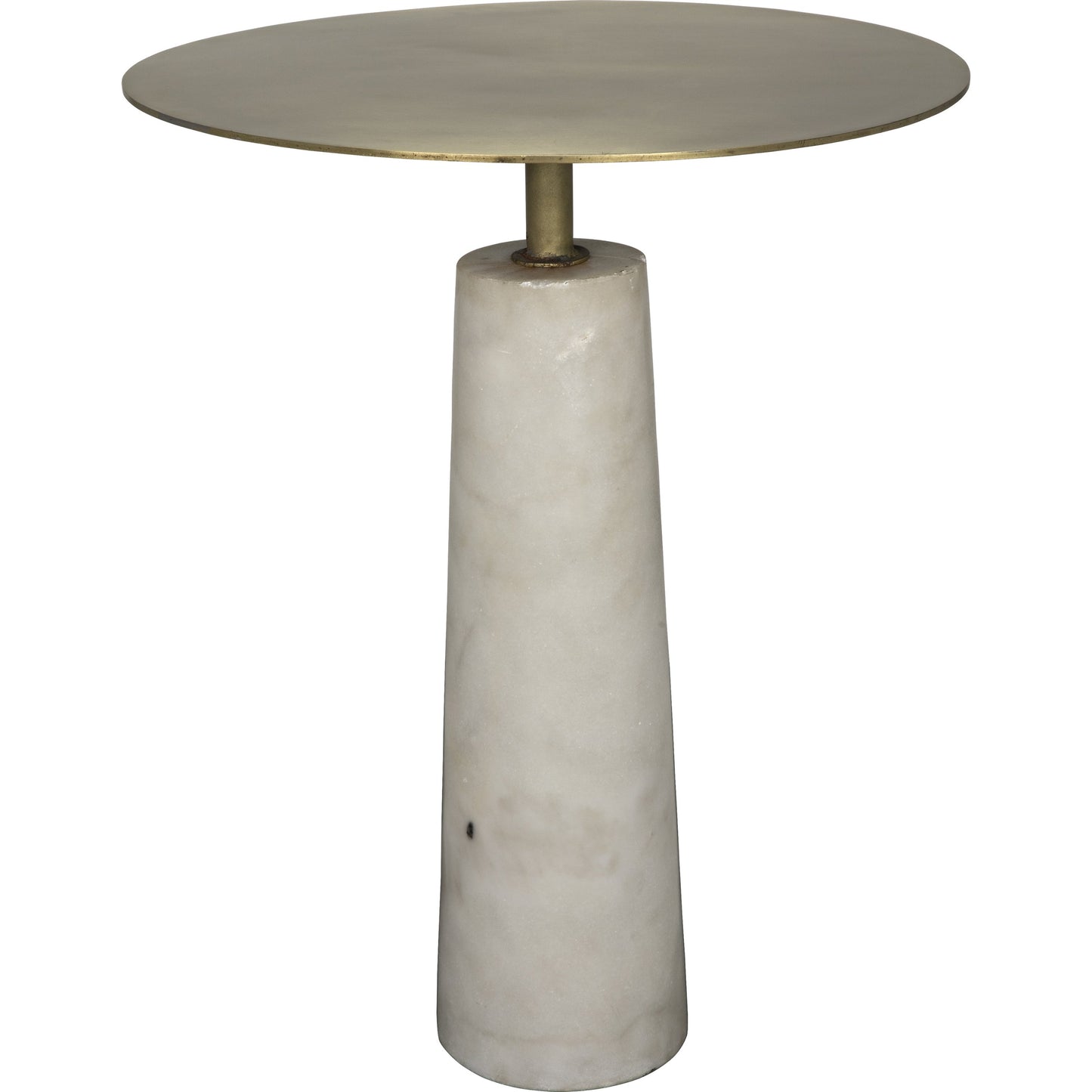 001 S-334891 | Primary Silo | Hotaru Side Table by Noir in antique brass. Made from white marble, metal in a transitional style.