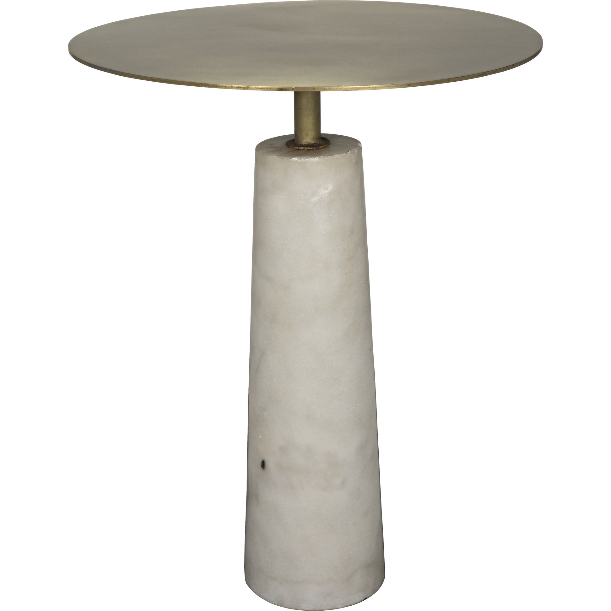 Hotaru Side Table by Noir in antique brass. Made from white marble, metal in a transitional style.
