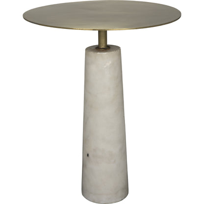 Hotaru Side Table by Noir in antique brass. Made from white marble, metal in a transitional style.