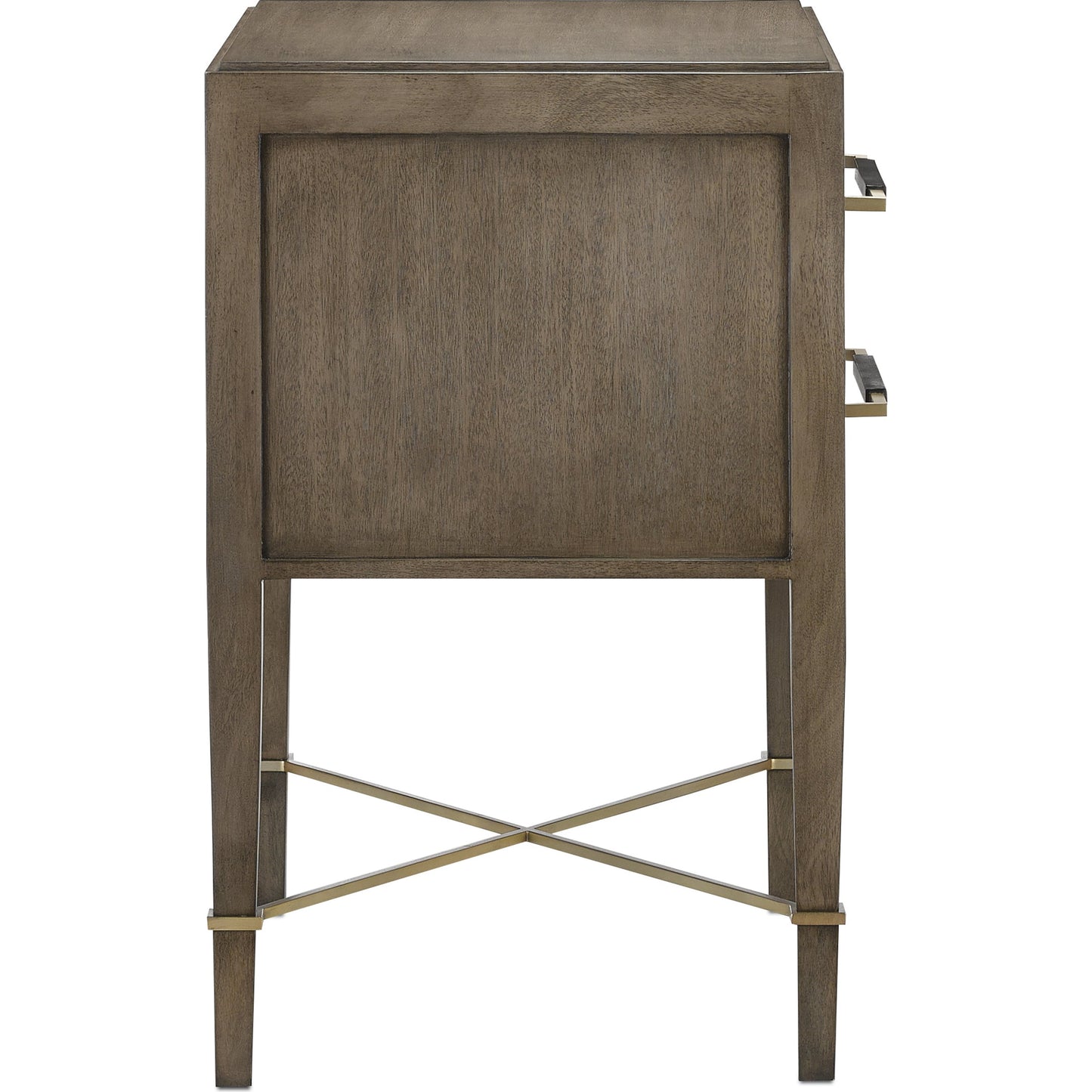 004 S-336312 | Additional Silo | Verona Chanterelle Nightstand by Currey and Company in chanterelle, coffee, champagne. Made from mahogany, brass, iron in a transitional style.