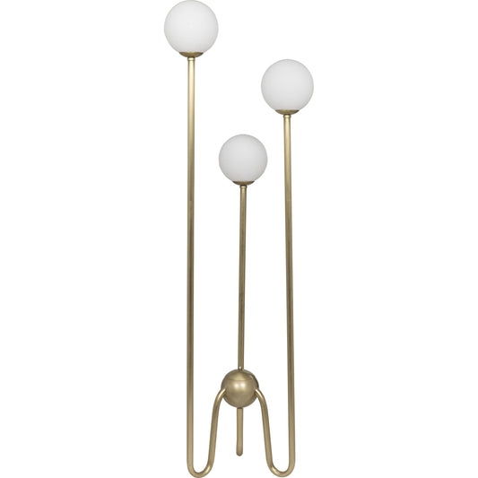 Seafield Floor Lamp by Noir in antique brass. Made from metal, glass in a modern style.