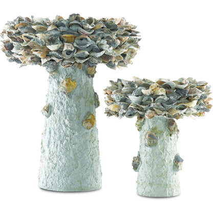 Oyster Shell Bird Bath by Currey and Company. Made from oyster shells, concrete, iron in a eclectic & global style.