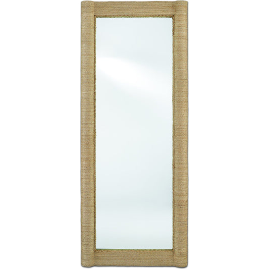 Vilmar Floor Mirror by Currey and Company in natural, mirror. Made from abaca rope, glass in a coastal style.