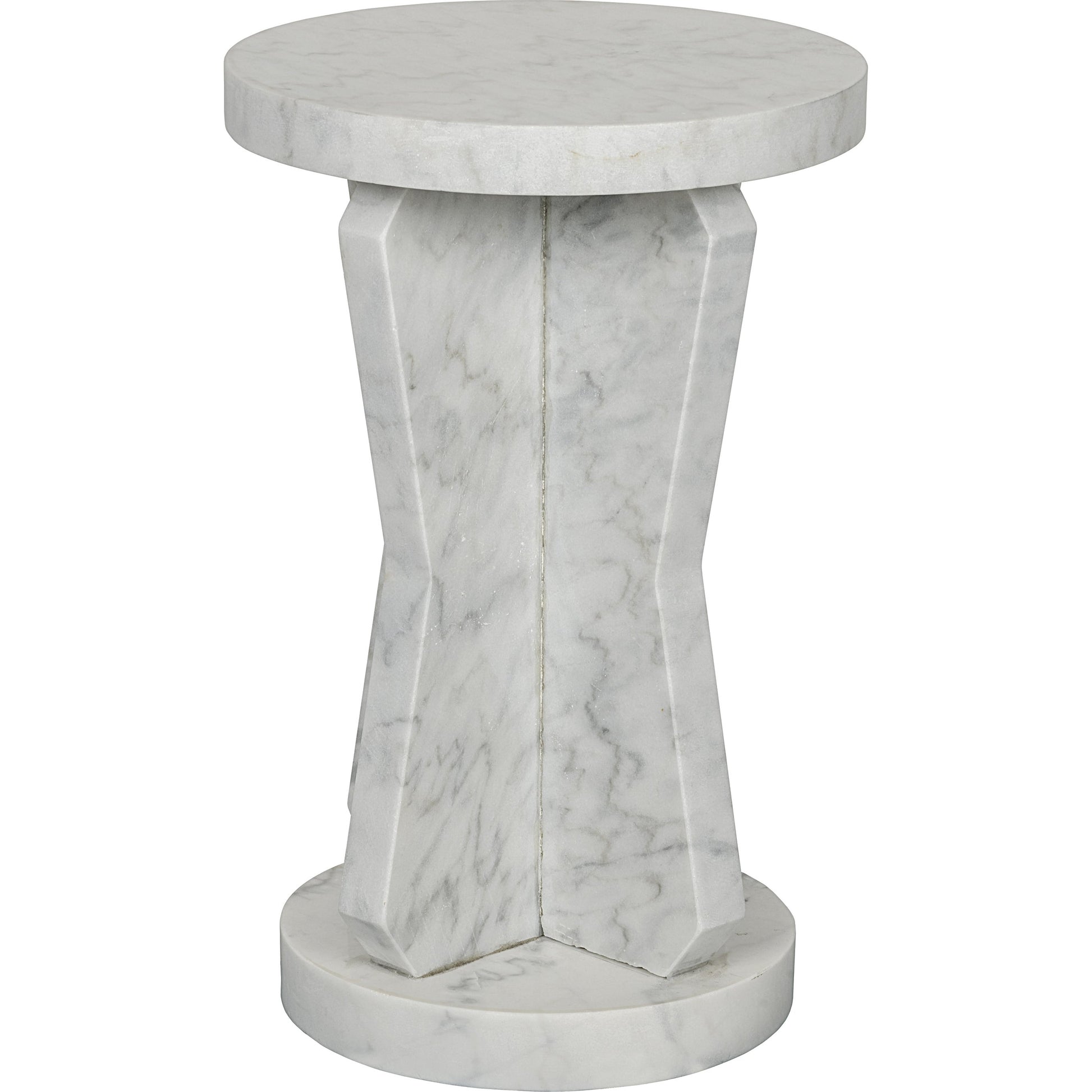 Ingram Side Table by Noir in white marble. Made from white marble in a eclectic & global style.