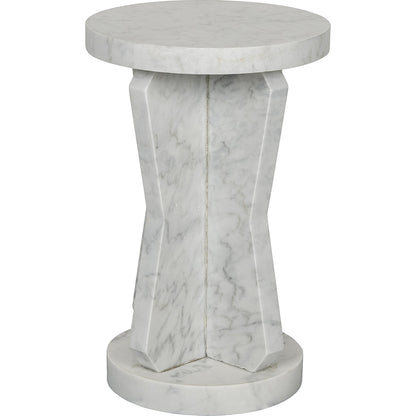 Ingram Side Table by Noir in white marble. Made from white marble in a eclectic & global style.