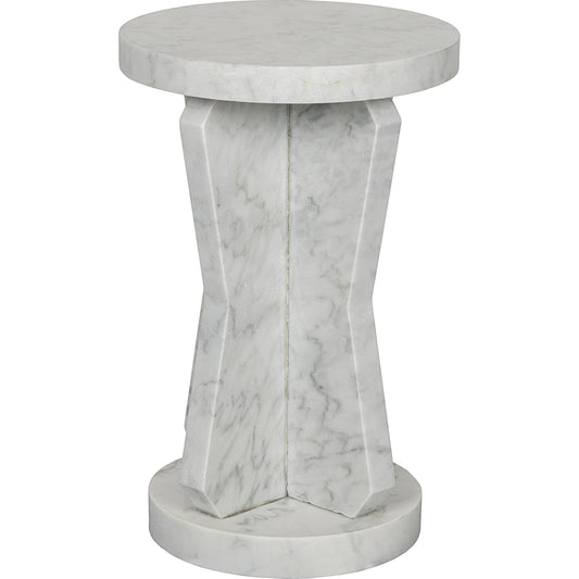 Ingram Side Table by Noir in white marble. Made from white marble in a eclectic & global style.