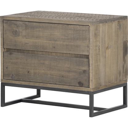 Elena Nightstand by Moe's Home Collection in light brown and nc lacquer (matt). Made from solid pine wood, metal base in a modern style.