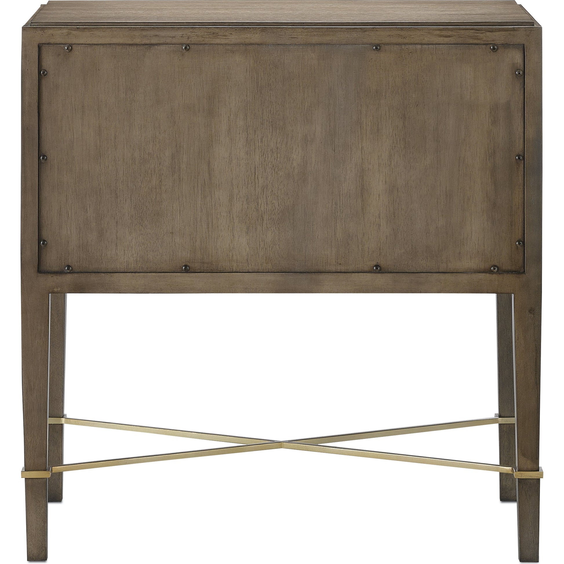 Verona Chanterelle Nightstand by Currey and Company in chanterelle, coffee, champagne. Made from mahogany, brass, iron in a transitional style.