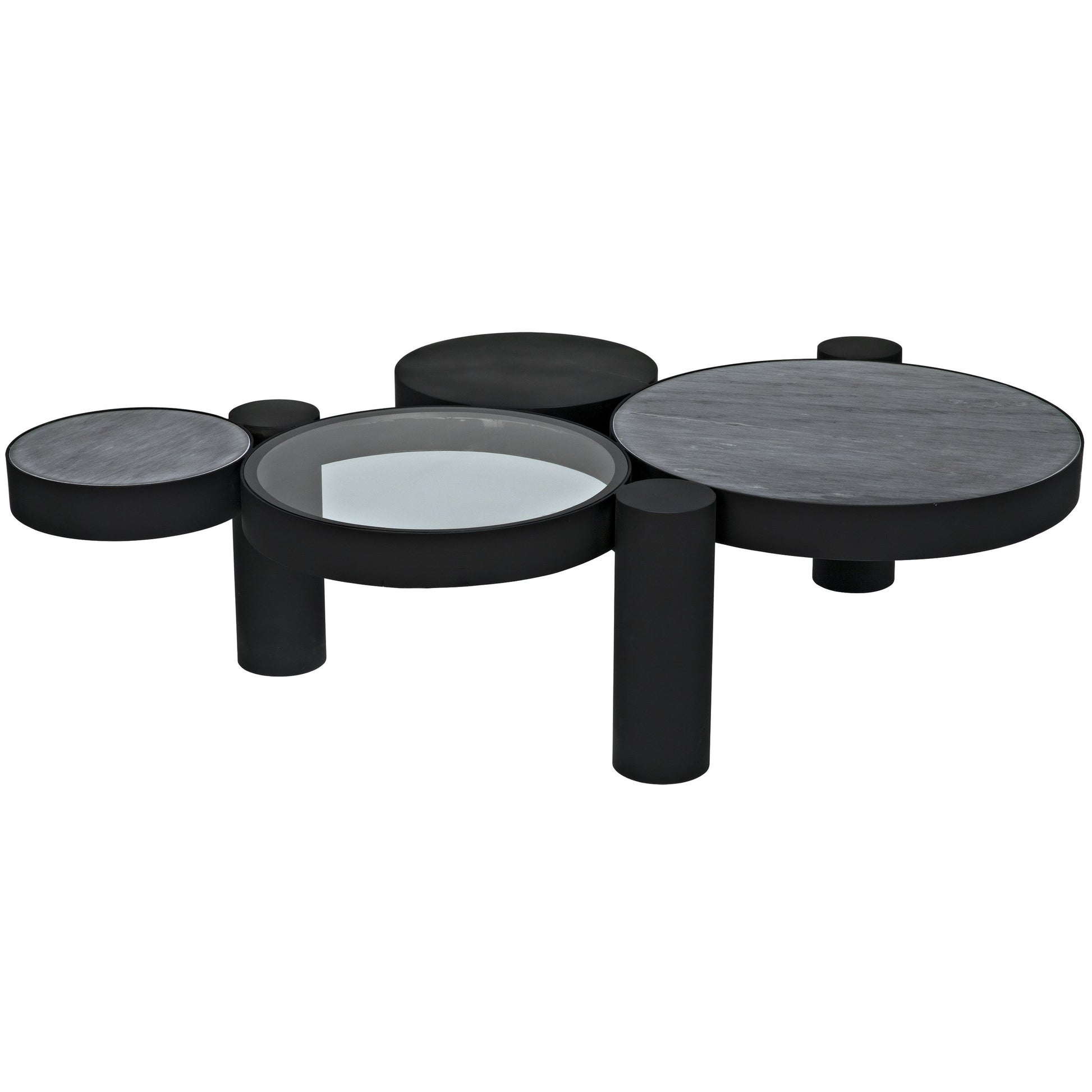 Trypo Coffee Table by Noir in matte black. Made from metal, glass, marble in a modern style.