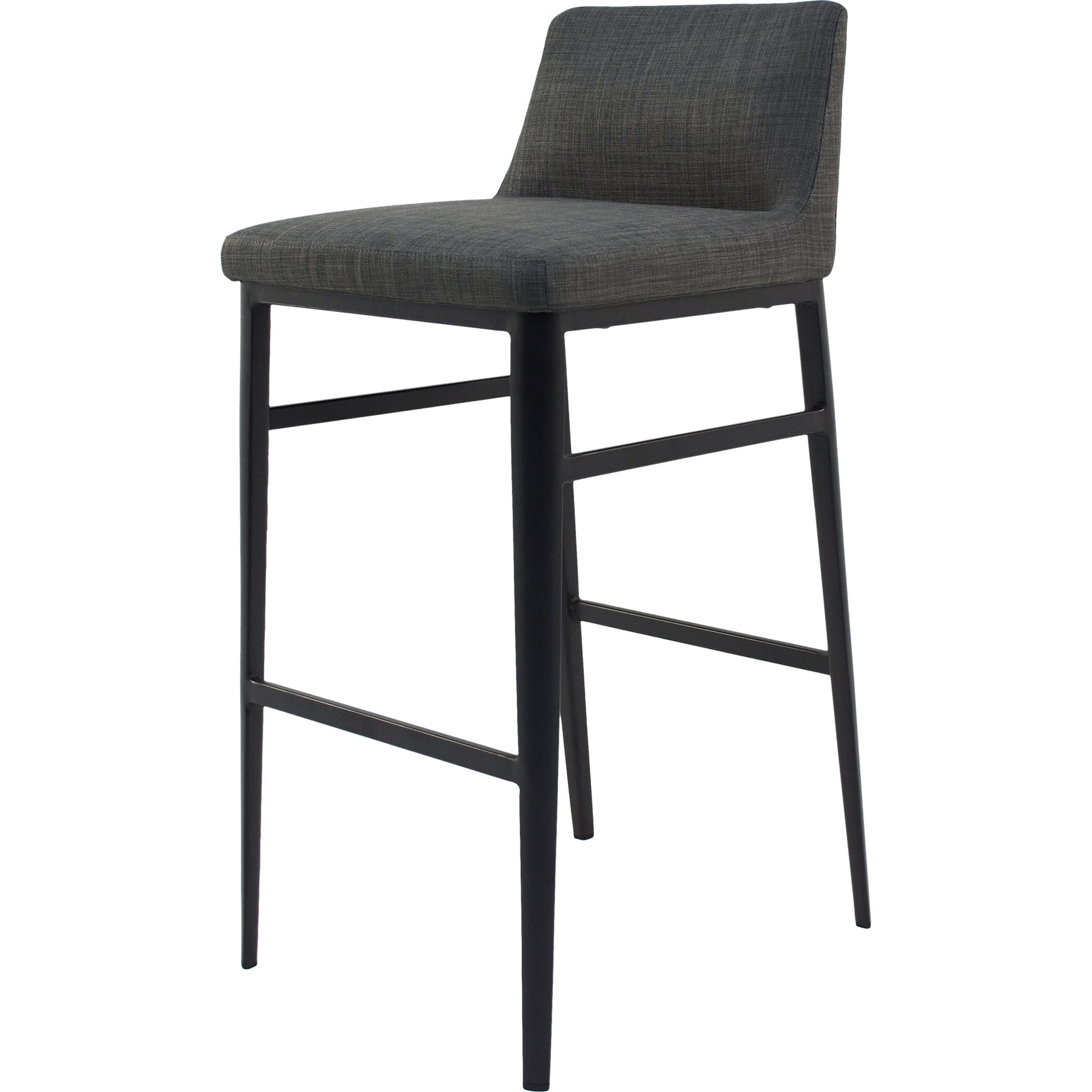 Baron Barstool Charcoal by Moe's Home Collection in charcoal gray and powder coated. Made from upholstery: 100% polyester, upholstery foam, steel legs, plywood in a modern style.
