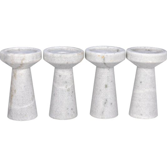 Aleka Decorative Candle Holder by Noir in white marble. Made from white marble in a eclectic & global style.