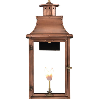Royal Gas Lantern by Primo Lighting in aged copper. Made from copper in a modern style.