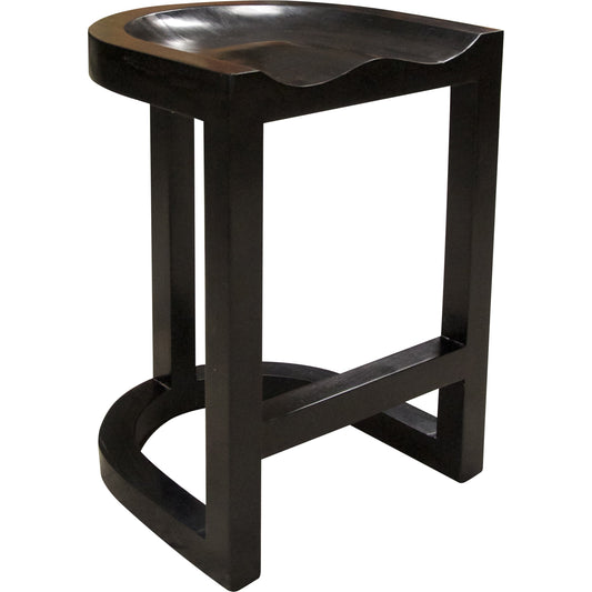 Saddle Counter Stool by Noir in hand rubbed black. Made from mahogany in a modern style.