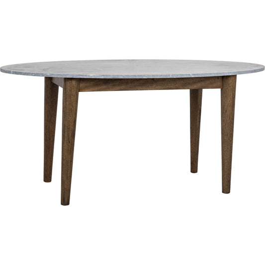 Surf Oval Dining Table by Noir in dark walnut. Made from walnut, marble in a transitional style.
