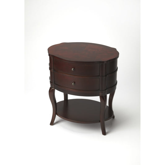Jarvis Plantation Cherry Oval Side Table by Butler Specialty Company in dark brown and plantation cherry. Made from poplar hardwood solids, mdf, cherry veneer in a traditional style.