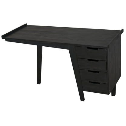 Kennedy Desk by Noir in charcoal black. Made from sungkai in a modern style.