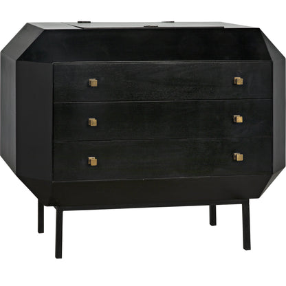 Rhiana Dresser by Noir in hand rubbed black. Made from mahogany in a transitional style.