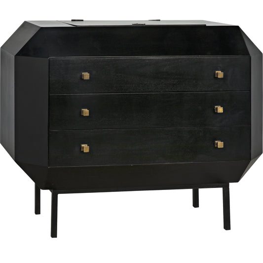 Rhiana Dresser by Noir in hand rubbed black. Made from mahogany in a transitional style.