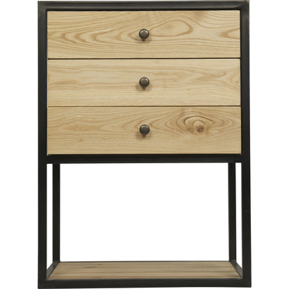 Pearce Side Table by Noir in waxed. Made from elm, metal in a modern style.