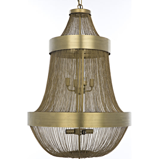Pavilion Chandelier by Noir in antique brass. Made from metal in a traditional style.