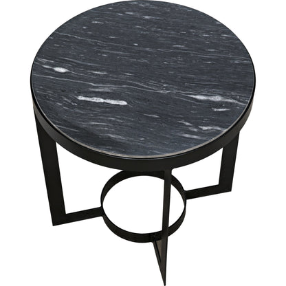 Parker Side Table by Noir in metal, black marble. Made from metal, marble in a transitional style.