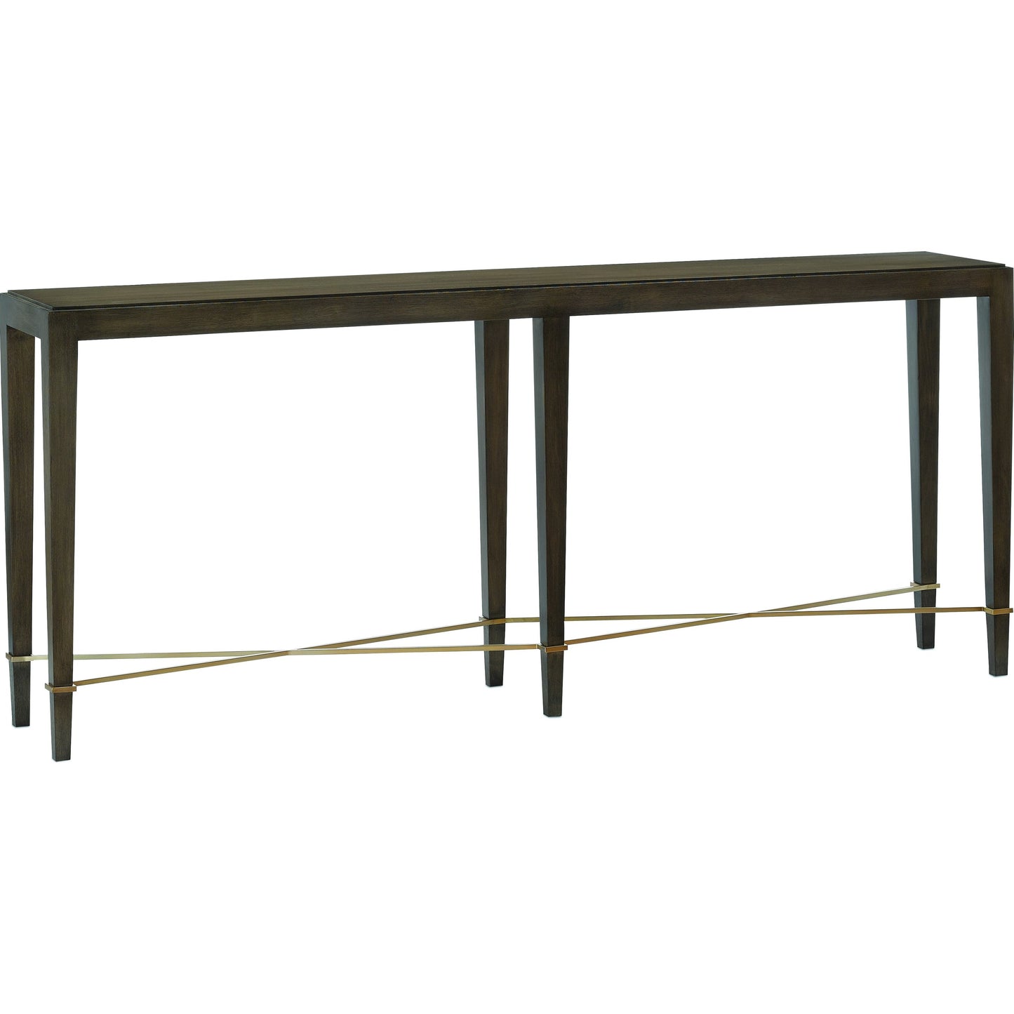 002 S-336310 | Additional Silo | Verona Chanterelle Console Table by Currey and Company in chanterelle, champagne. Made from mahogany, brass, iron in a transitional style.