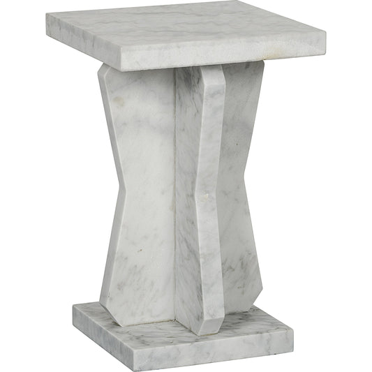Vasco Side Table by Noir in white marble. Made from white marble in a modern style.
