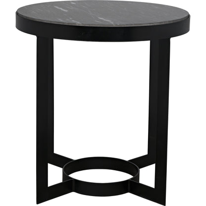 Parker Side Table by Noir in metal, black marble. Made from metal, marble in a transitional style.