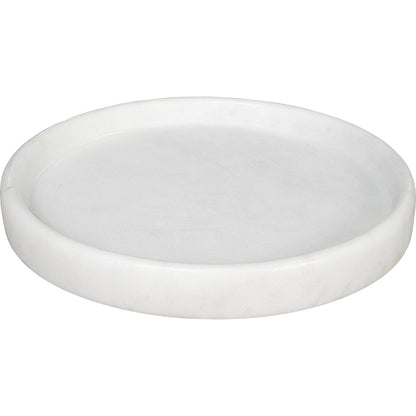 Round Tray by Noir in white stone. Made from unique in a modern style.