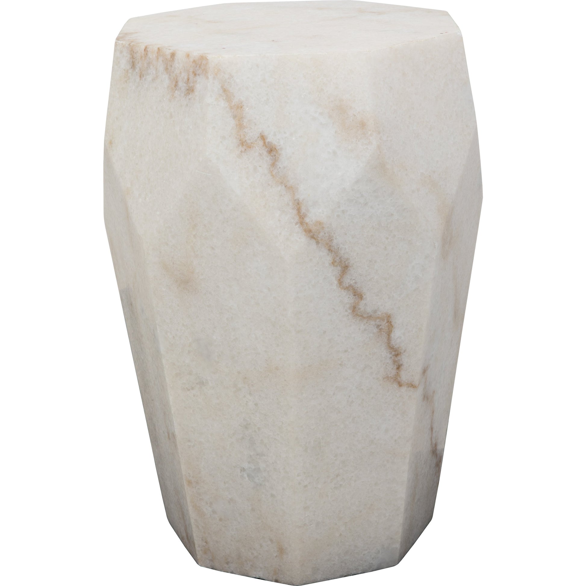 Monolith Side Table by Noir in white stone. Made from unique in a transitional style.