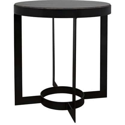 Parker Side Table by Noir in metal, black marble. Made from metal, marble in a transitional style.