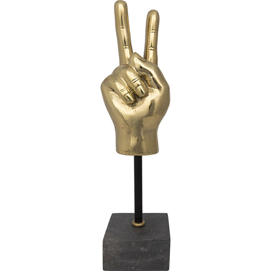 Peace Sign on Stand by Noir in brass. Made from stone, metal in a modern style.