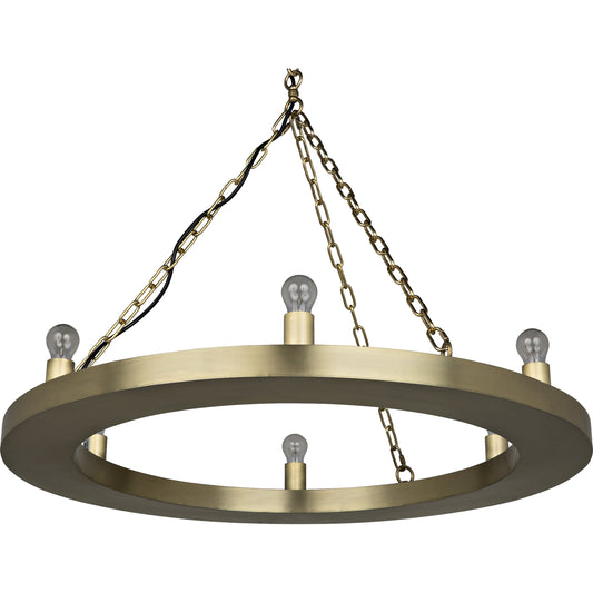 Ciro Chandelier by Noir in antique brass. Made from metal in a transitional style.