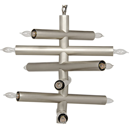 Alex Chandelier by Noir in antique silver. Made from metal in a modern style.