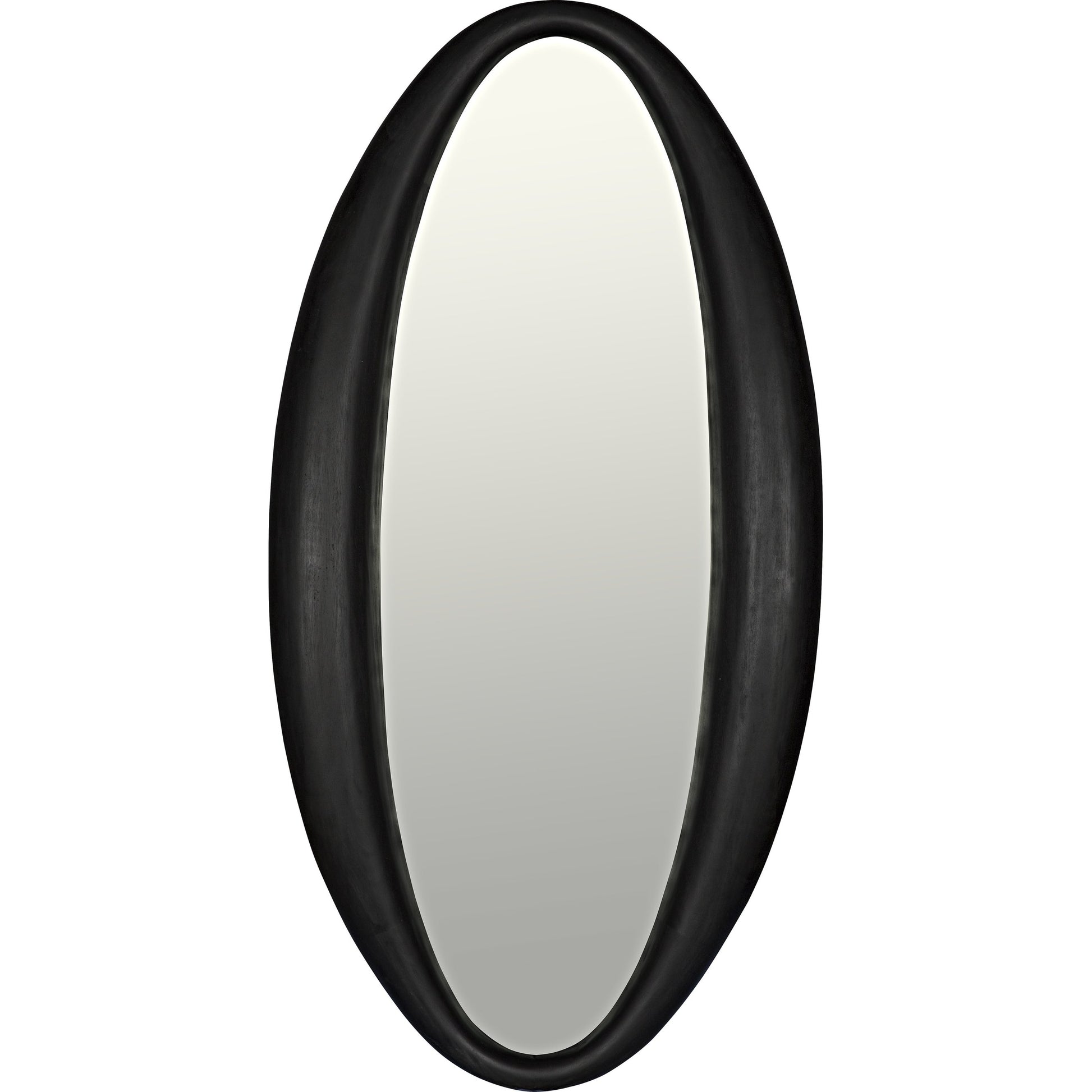 Woolsey Mirror by Noir in charcoal black. Made from sungkai in a modern style.