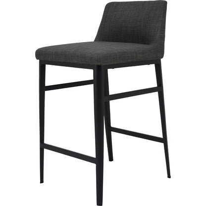 Baron Counter Stool Charcoal by Moe's Home Collection in charcoal gray and powder coated. Made from upholstery: 100% polyester, upholstery foam, steel legs, plywood in a modern style.