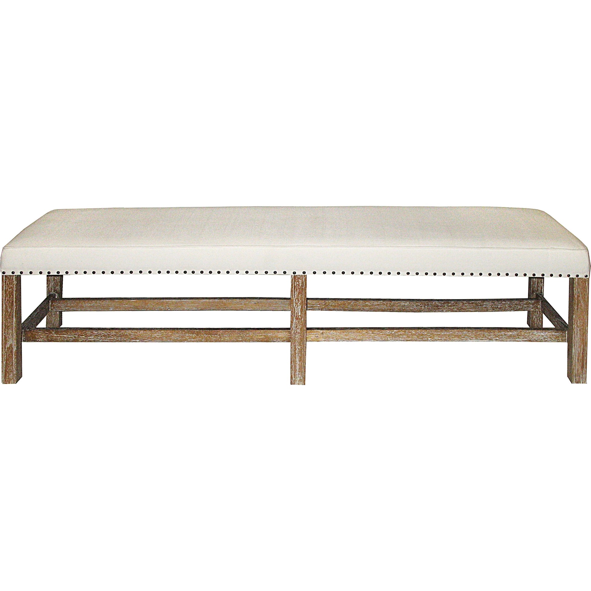 Sweden Bench by Noir in gray wash. Made from mindi in a transitional style.